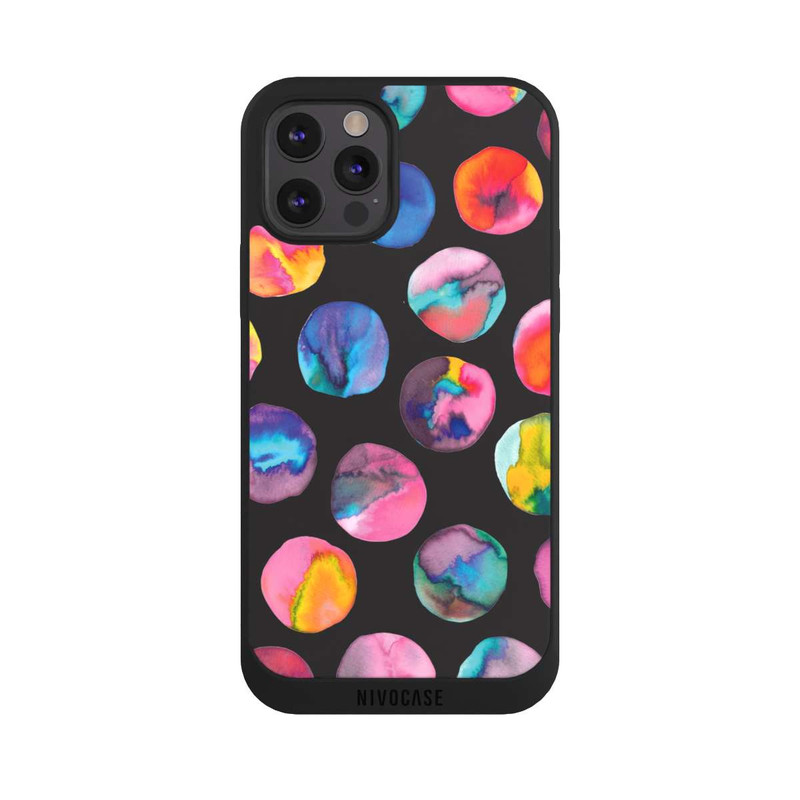 iPhone 12 Pro Max NIVOpure Marbres d'encre colorés points noirs