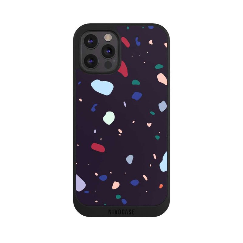 iPhone 12 Pro Max NIVOpure Terrazzo arrondi foncé moderne