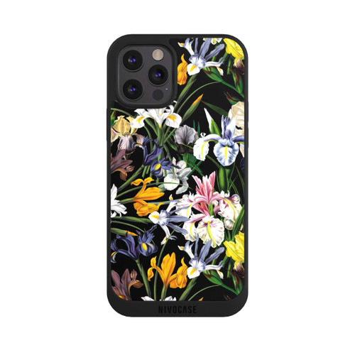 Apple iPhone 12 Pro Max NIVOpure Dunkle Wildblumentapete