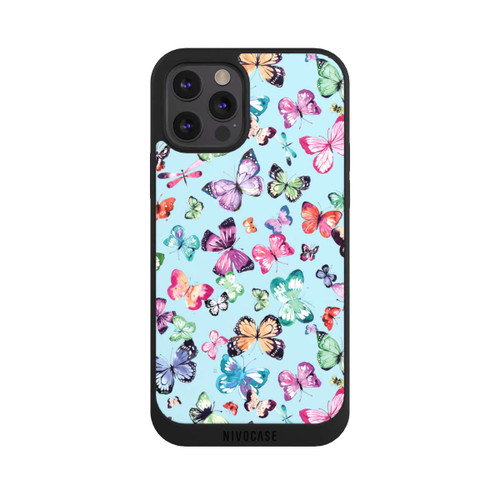 Apple iPhone 12 Pro Max NIVOpure Papillons Rose Orange Bleu