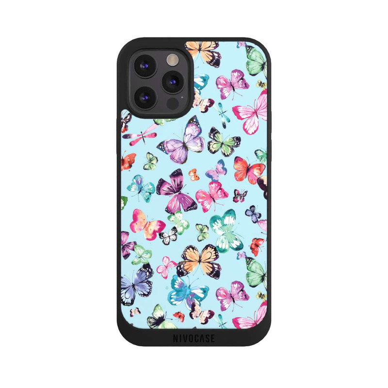 iPhone 12 Pro Max NIVOpure Papillons Rose Orange Bleu