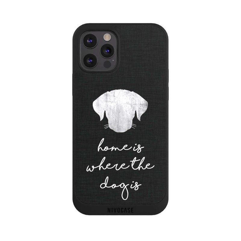iPhone 12 Pro Max NIVOpure Home Is Where The Dog Is - Blanc sur noir