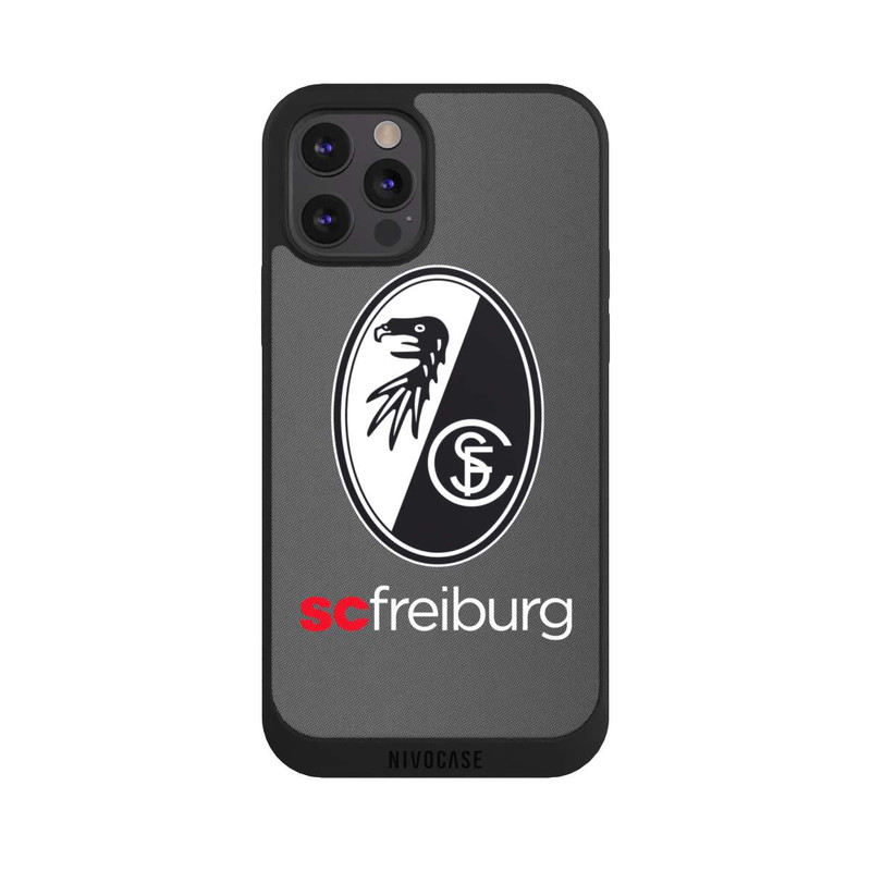 iPhone 12 Pro Max NIVOpure Carbon Hell Hintergrund mit dem Schriftzug SC Freiburg