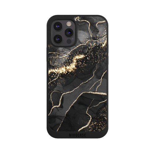 Apple iPhone 12 Pro Max NIVOpure Dunkler Marmor Wirbel Goldoptik