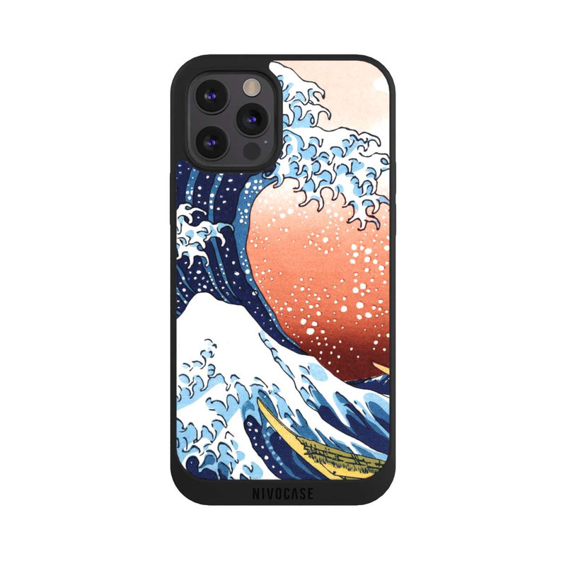 iPhone 12 Pro Max NIVOpure Kanagawa Welle Mit Rotem Hintergrund