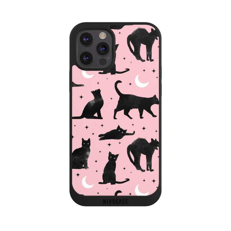 iPhone 12 Pro Max NIVOpure Lune & Chats Fond Rose