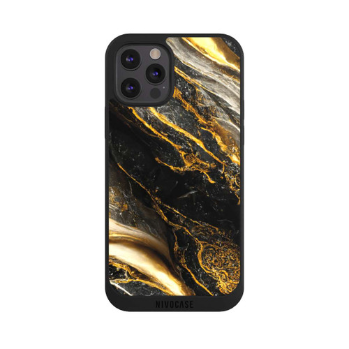 Apple iPhone 12 Pro Max NIVOpure Schwarze Marmor Goldschichten