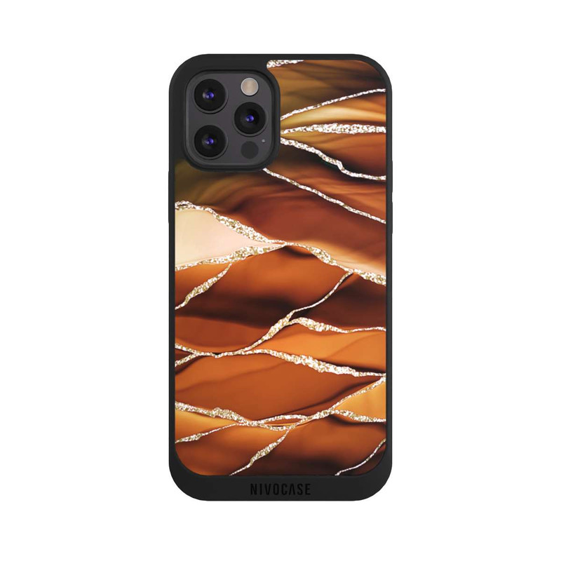 iPhone 12 Pro Max NIVOpure Rayures marbrées marron aspect pailleté