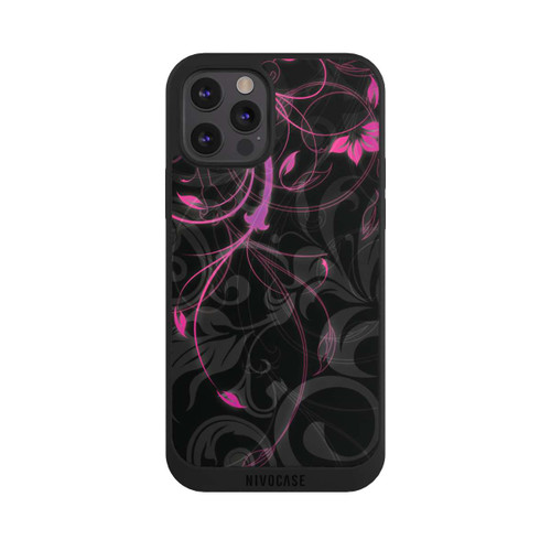 Apple iPhone 12 Pro Max NIVOpure Fleurs d'automne noires et roses