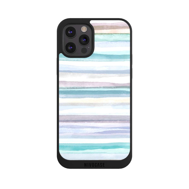 iPhone 12 Pro Max NIVOpure Rayures pastel bleu