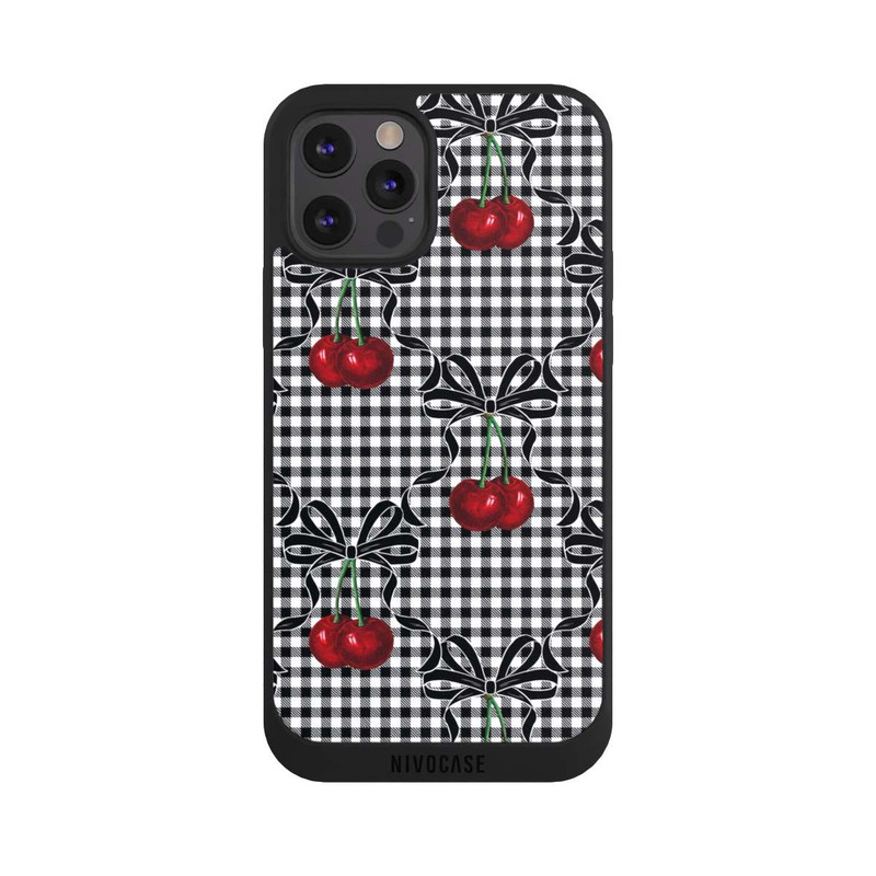 iPhone 12 Pro Max NIVOpure Motif cerise noir