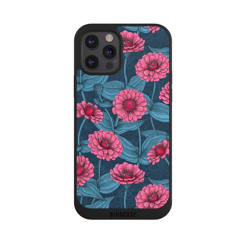 Apple iPhone 12 Pro Max NIVOpure Flower Pattern Pink And Blue Illustration