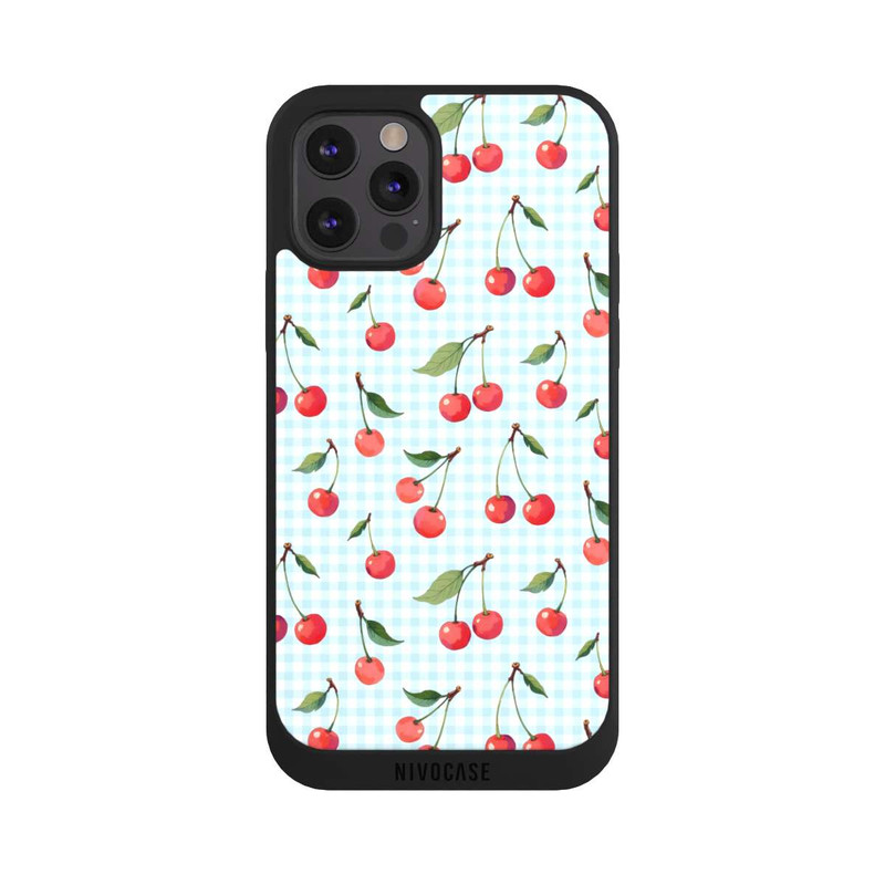 iPhone 12 Pro Max NIVOpure Cherries and Blue Gingham