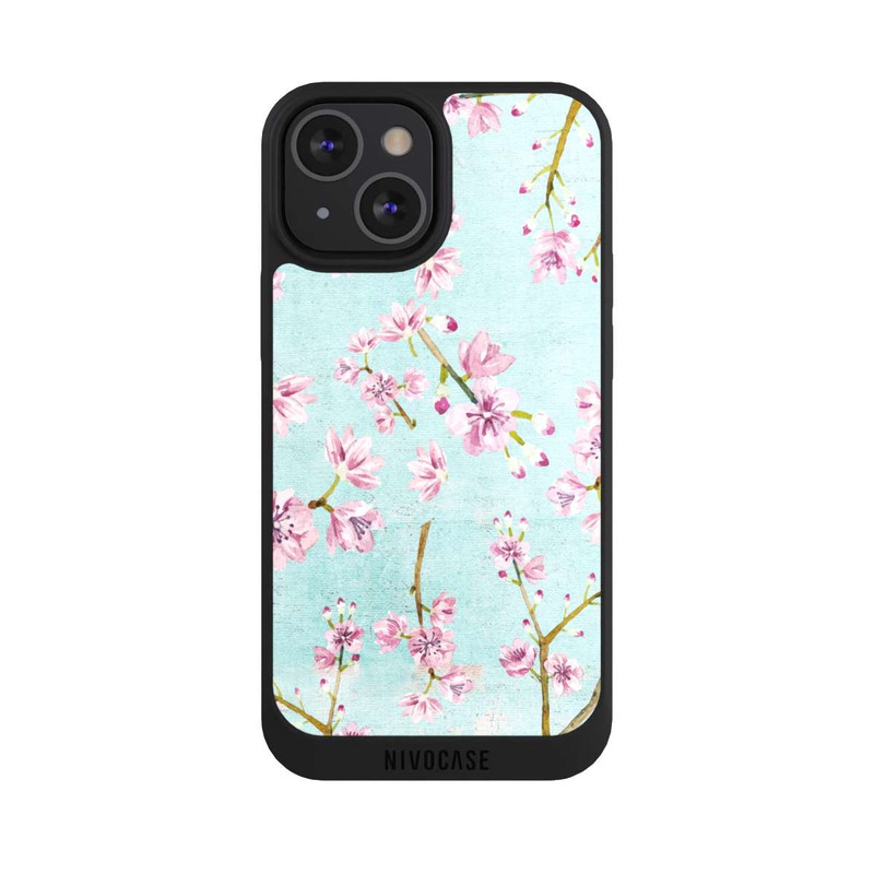 iPhone 13 Mini NIVOpure Cherry Blossom Twigs Pattern Light Blue