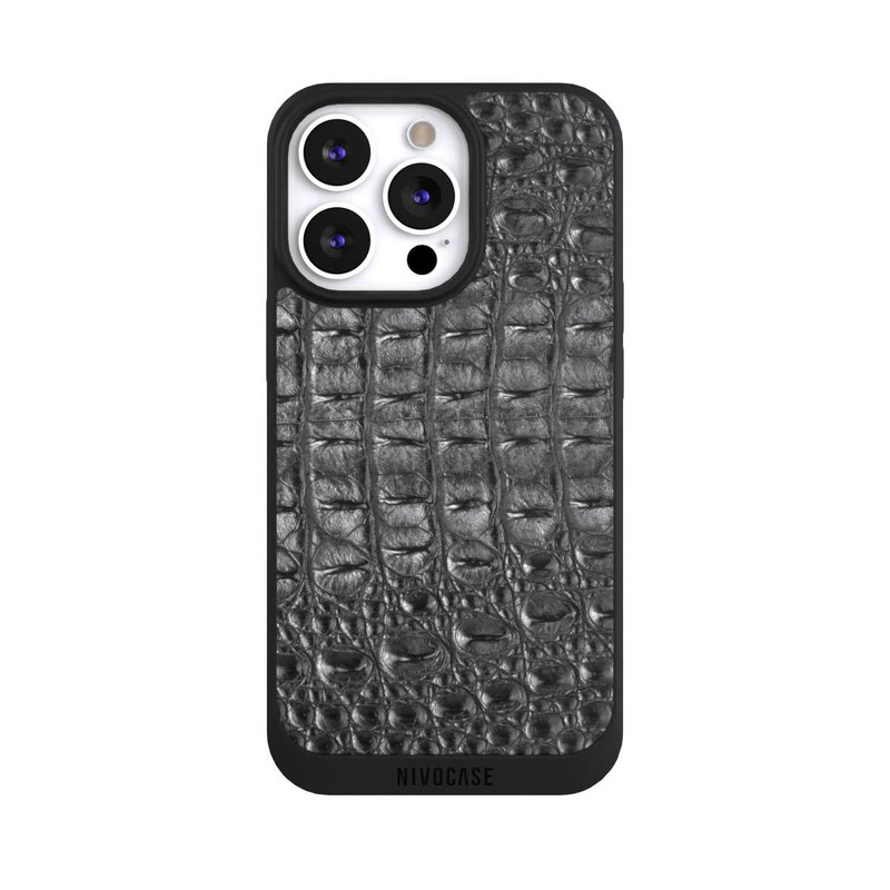 iPhone 13 Pro NIVOpure Kroko Grau Schwarz