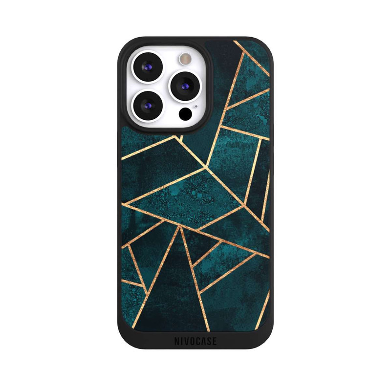iPhone 13 Pro NIVOpure Tief Blaugrün Stein Gold Druck