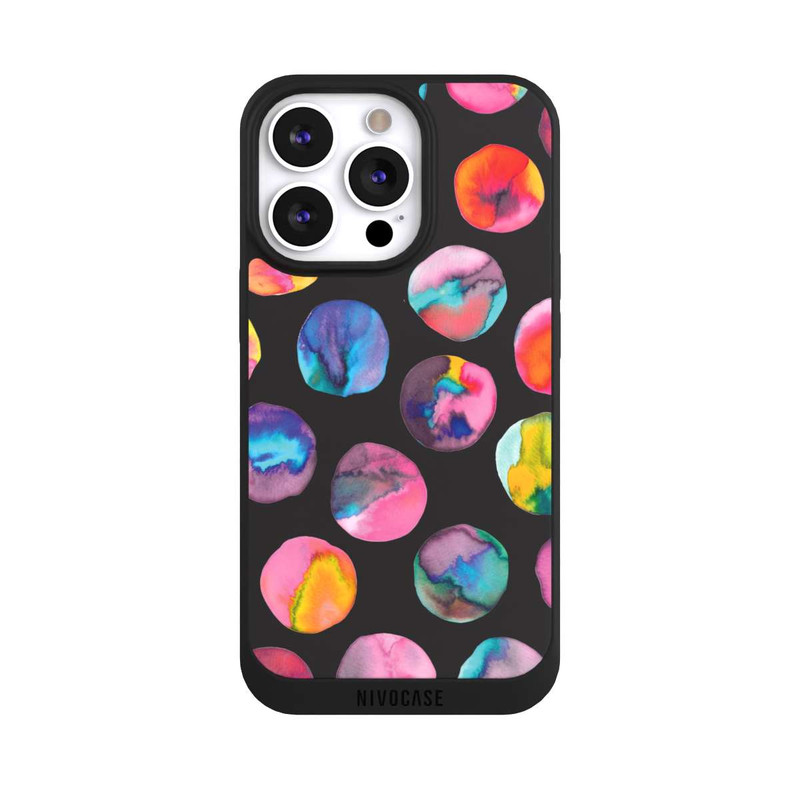 iPhone 13 Pro NIVOpure Colorful Ink Marbles Dots Black