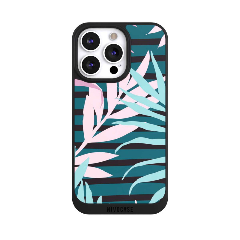 iPhone 13 Pro NIVOpure Pastell-Dschungelblätter rosa blaugrün