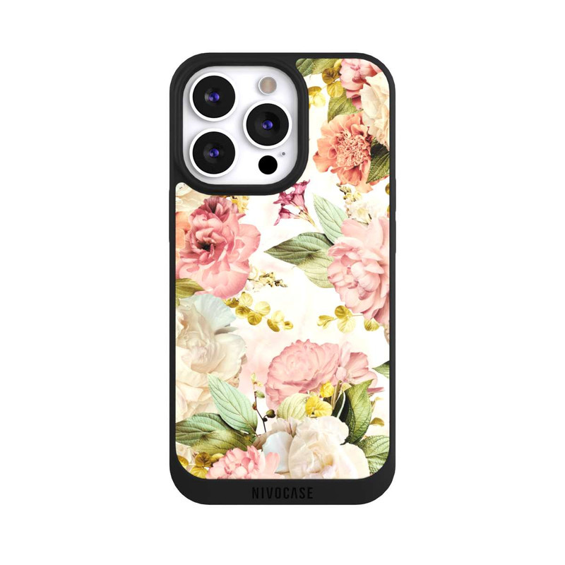 iPhone 13 Pro NIVOpure Blumenrahmen Pfingstrosen Beige