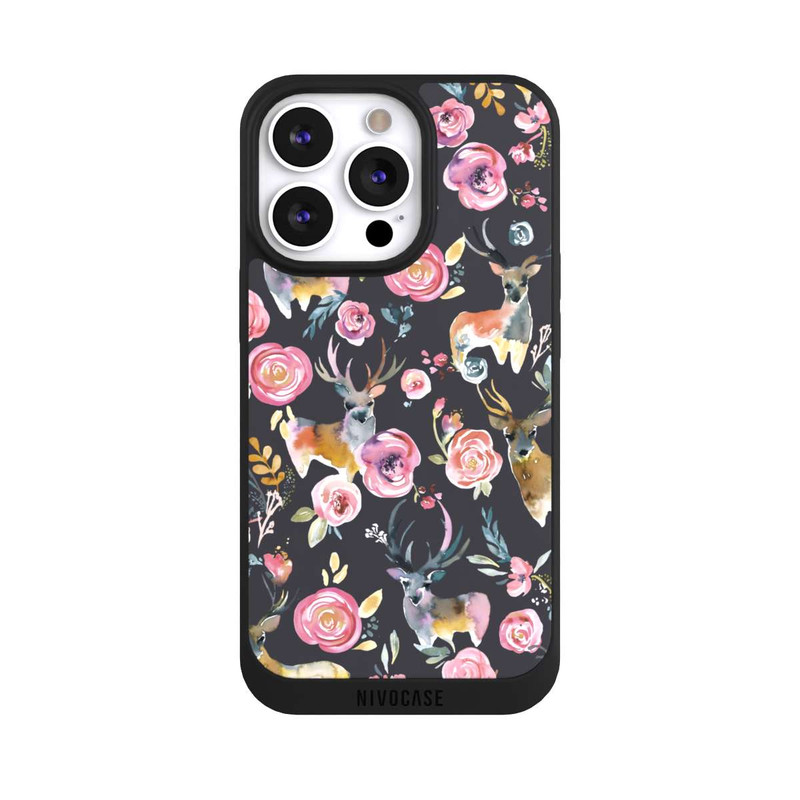 iPhone 13 Pro NIVOpure Hirsche und Blumen Anthrazit