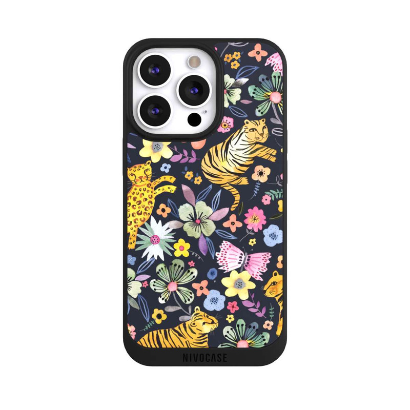 iPhone 13 Pro NIVOpure Frühlingsblumen mit Tiger schwarz