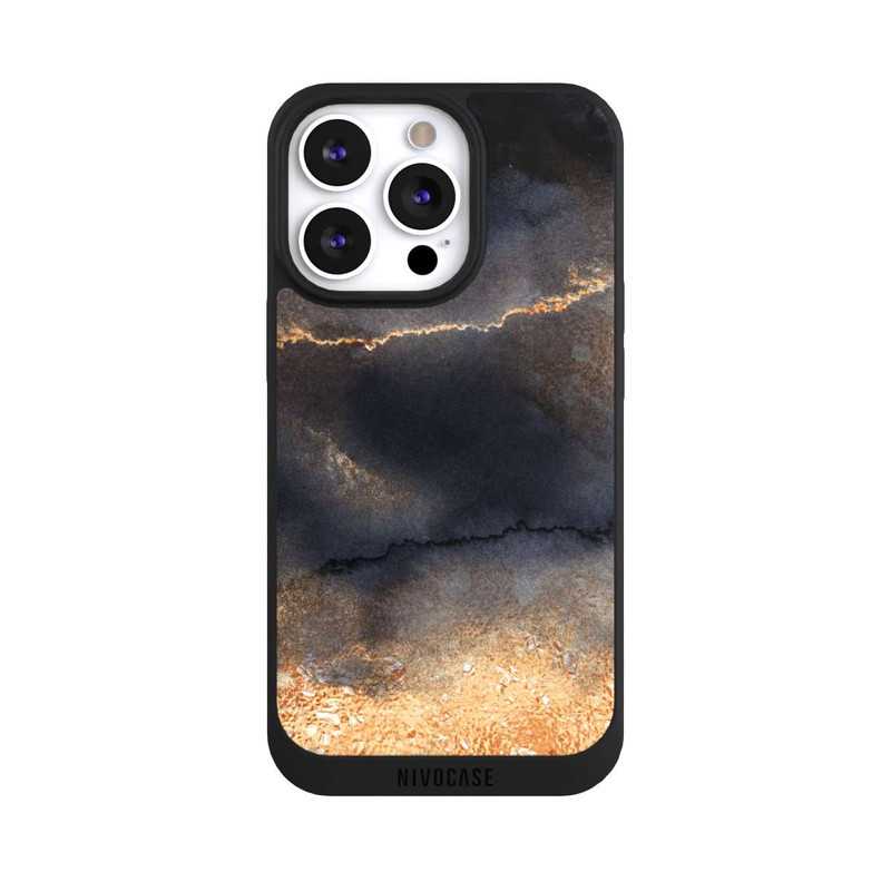 iPhone 13 Pro NIVOpure Schwarzer Marmor Goldstaub Look