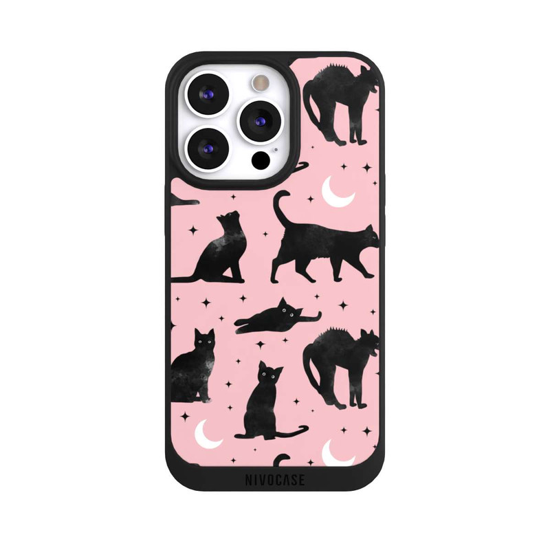 iPhone 13 Pro NIVOpure Katzen und Mond auf Rosa