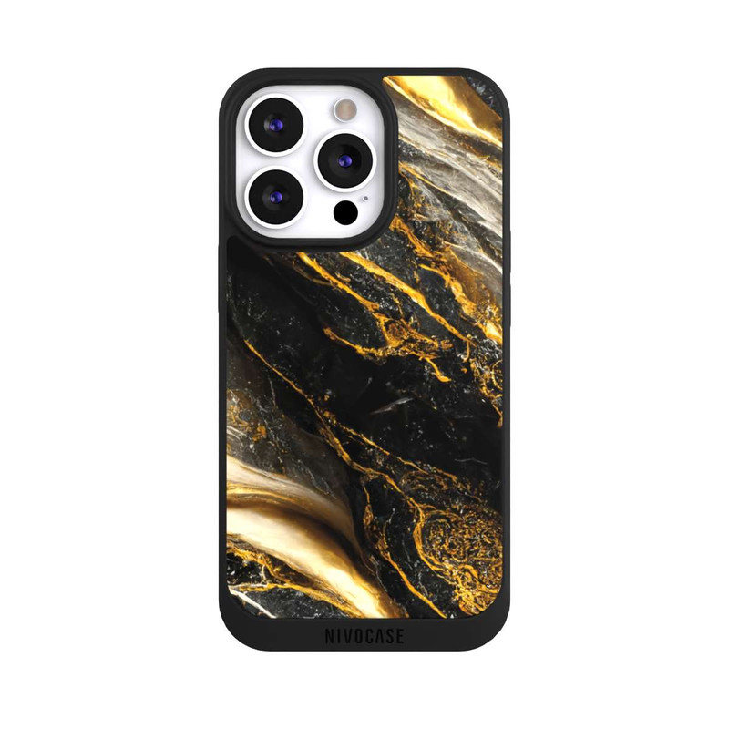 iPhone 13 Pro NIVOpure Schwarze Marmor Goldschichten