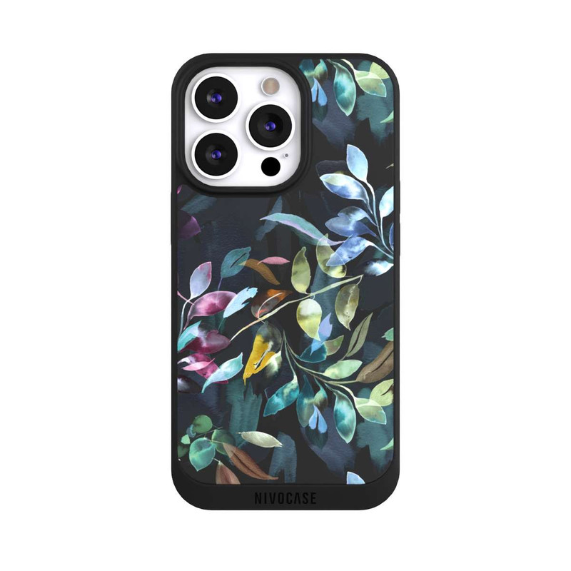 iPhone 13 Pro NIVOpure Aquarelle Feuilles Mystiques Noir