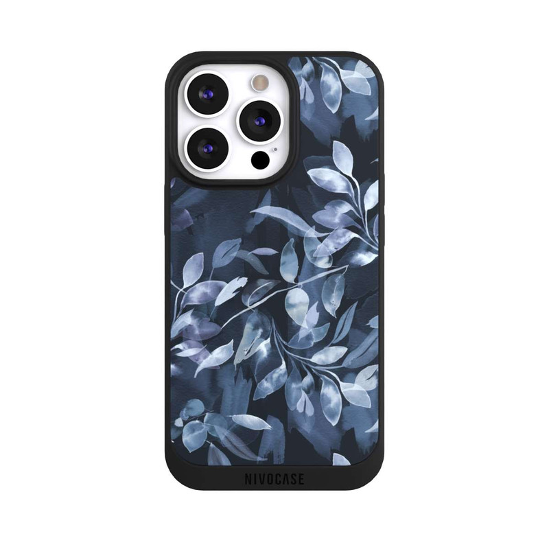 iPhone 13 Pro NIVOpure Mystische Aquarellblätter marineblau