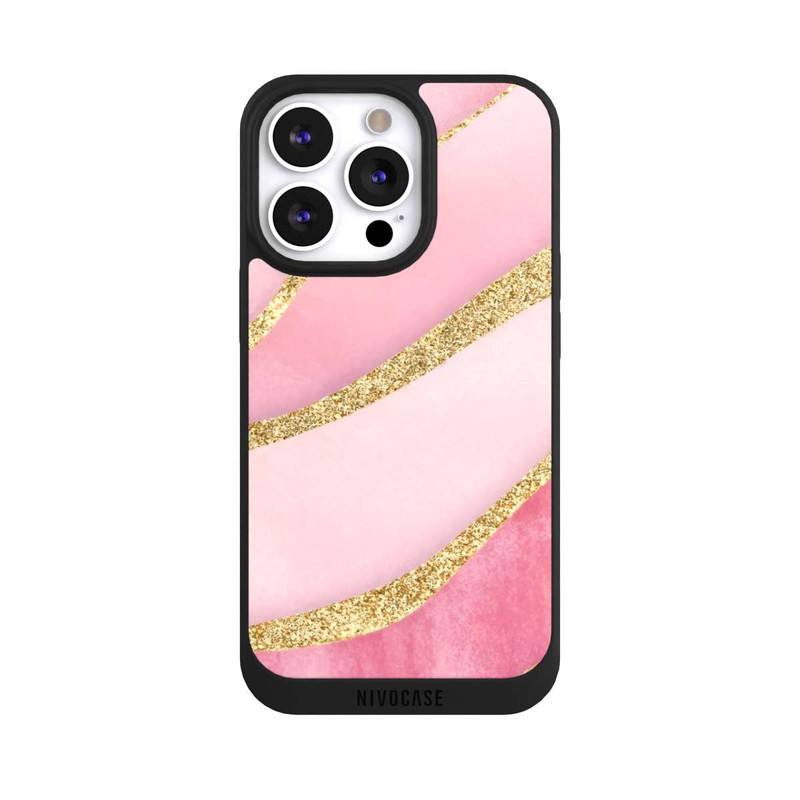 iPhone 13 Pro NIVOpure Pink Marble Goldprint Stripes