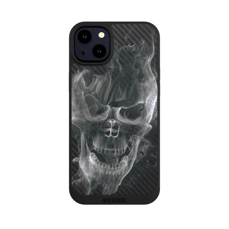 iPhone 14 Plus NIVOpure rauchender Totenkopf Carbon