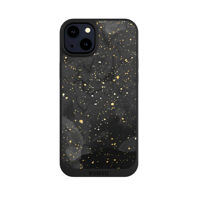 iPhone 14 Plus NIVOpure Marble Black Gold Look Sparkle