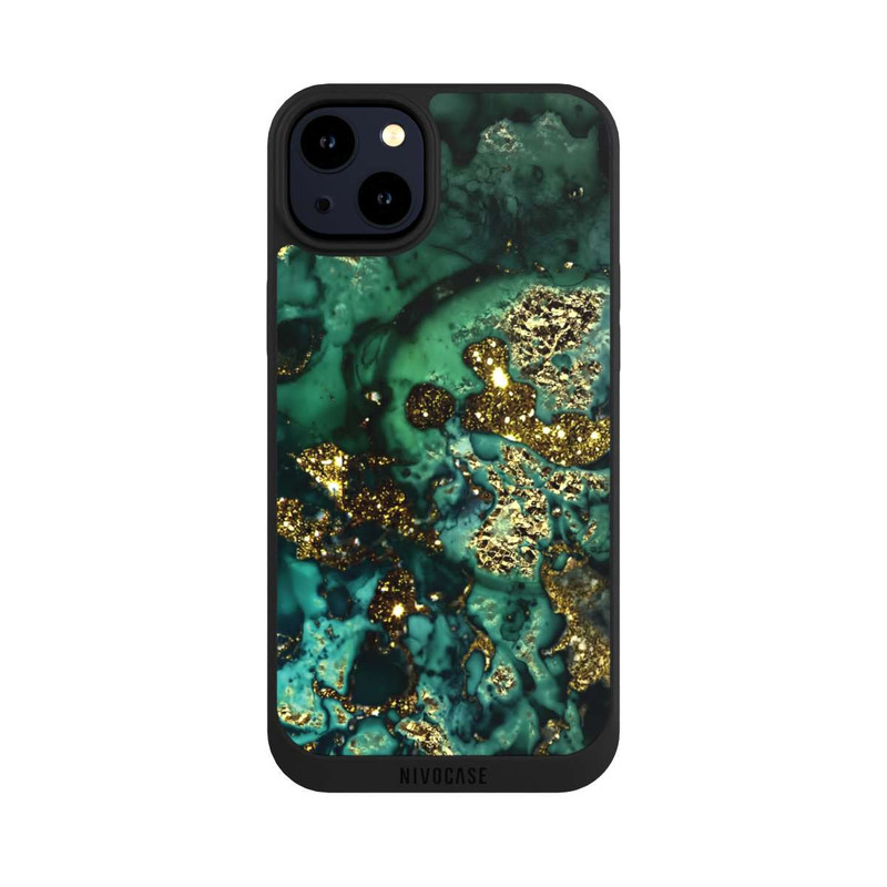 iPhone 14 Plus NIVOpure Cyan Glitzer Marmorlook
