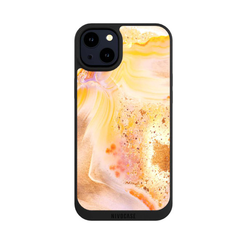 Apple iPhone 14 Plus NIVOpure Orangefarbener Glitzer Marmorlook