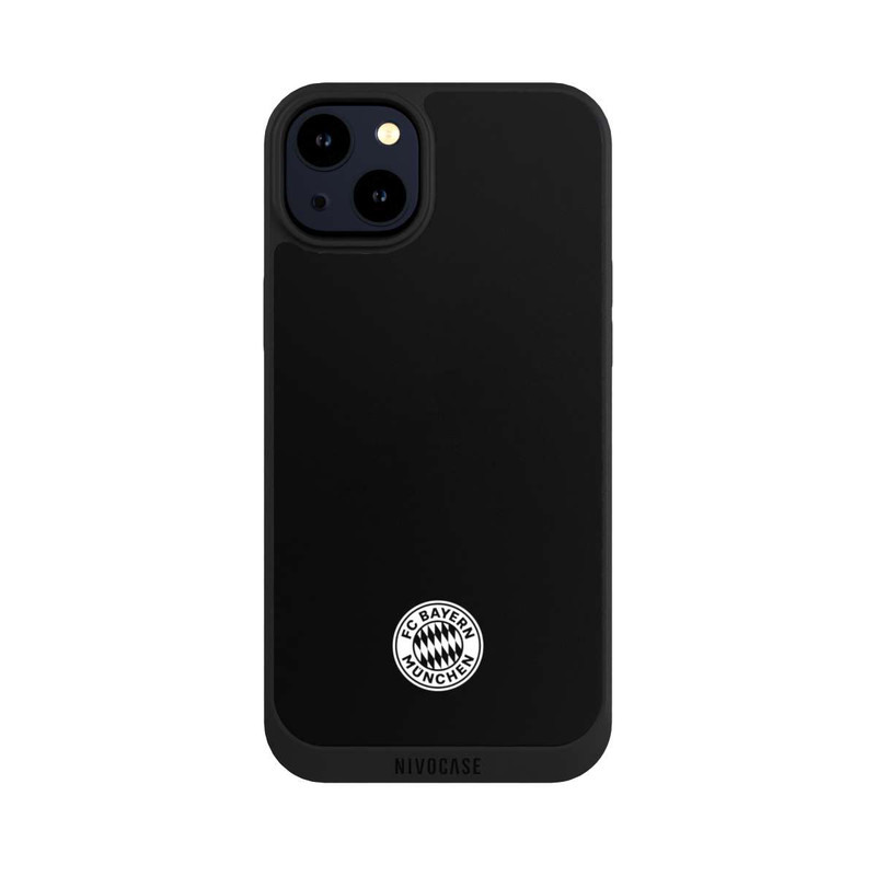 iPhone 14 Plus NIVOpure Klassisches FCB Logo Klein - Weiß auf Schwarz