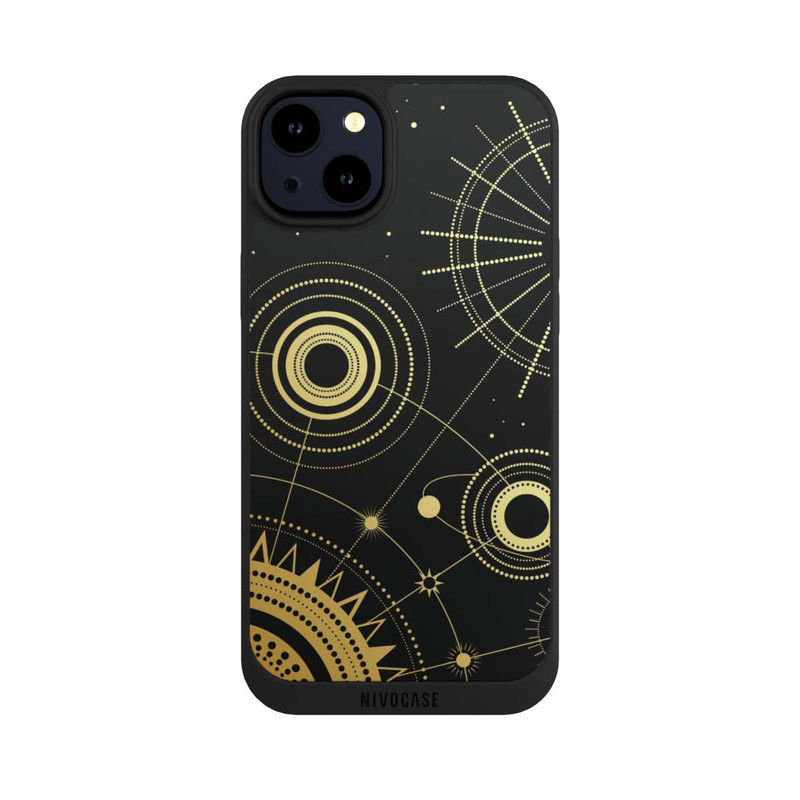 iPhone 14 Plus NIVOpure Schwarzer und goldener Look Abstrakt