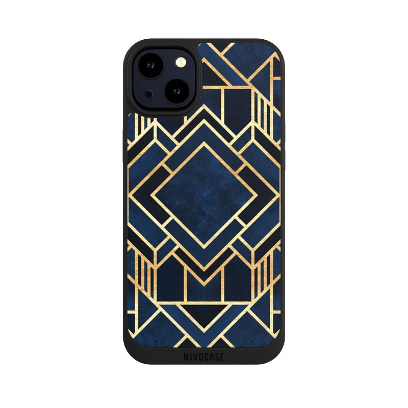 iPhone 14 Plus NIVOpure Kunst Deko Blau Golddruck