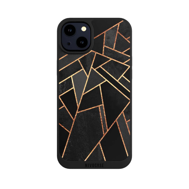 iPhone 14 Plus NIVOpure Schwarze Nacht Gold Druck