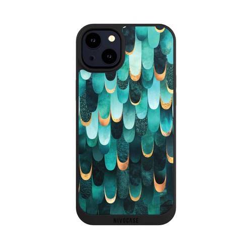 Apple iPhone 14 Plus NIVOpure Feathered Turquoise Gold Print