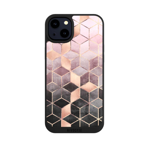 Apple iPhone 14 Plus NIVOpure Pink Grey Gradient Cubes Print