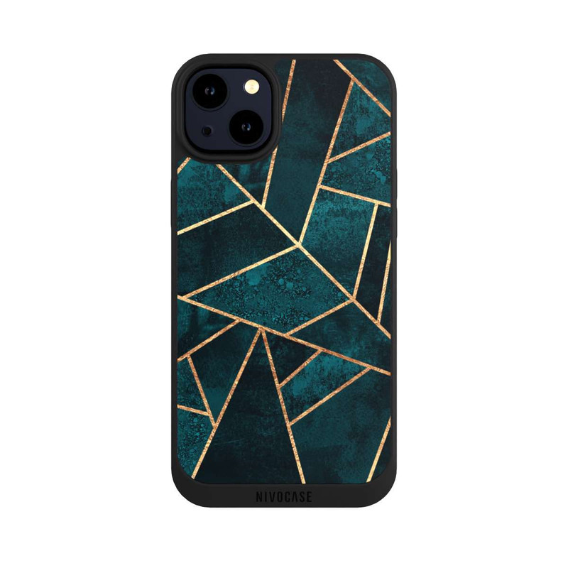 iPhone 14 Plus NIVOpure Imprimé or pierre sarcelle profond