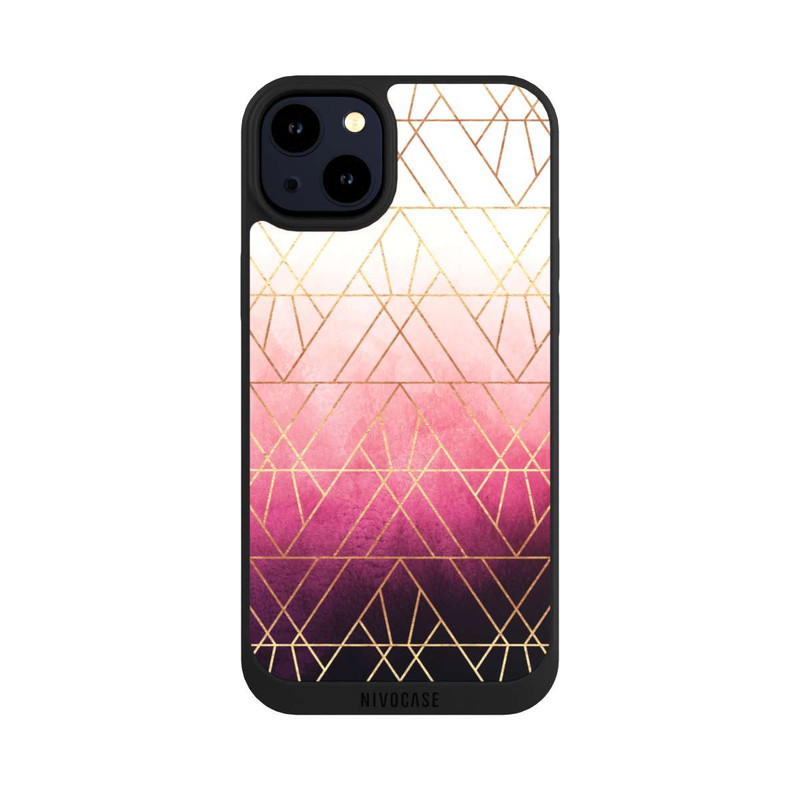 iPhone 14 Plus NIVOpure Pink Ombre Dreiecke Golddruck