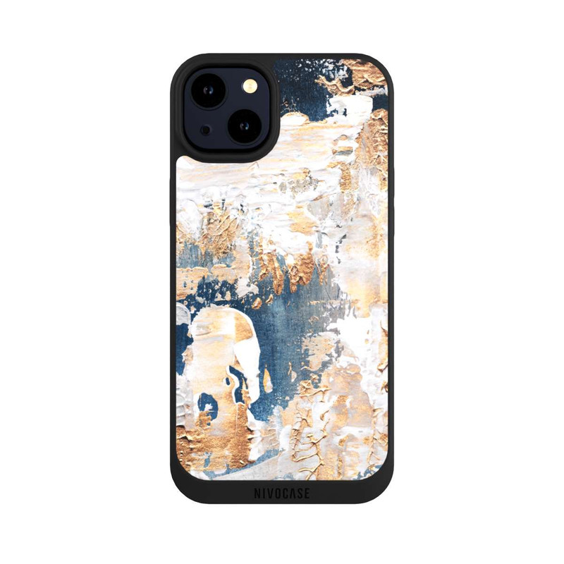 iPhone 14 Plus NIVOpure Abstraktion Blau und Gold