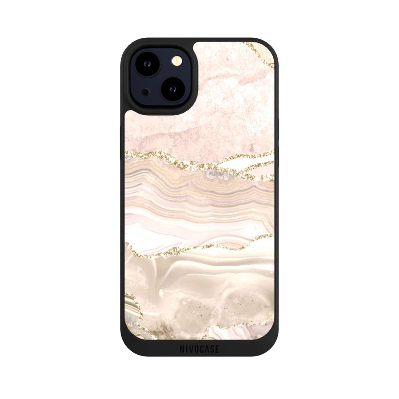 iPhone 14 Plus NIVOpure Marmor rosa-goldene Streifen