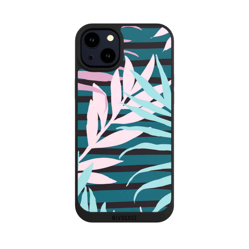 Apple iPhone 14 Plus NIVOpure Pastell-Dschungelblätter rosa blaugrün
