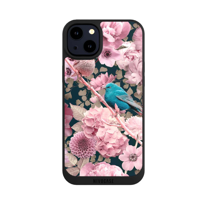 iPhone 14 Plus NIVOpure Spatzen im rosa Blumenmuster