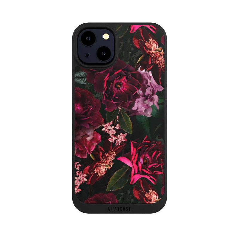 iPhone 14 Plus NIVOpure Fleurs rouge foncé et roses