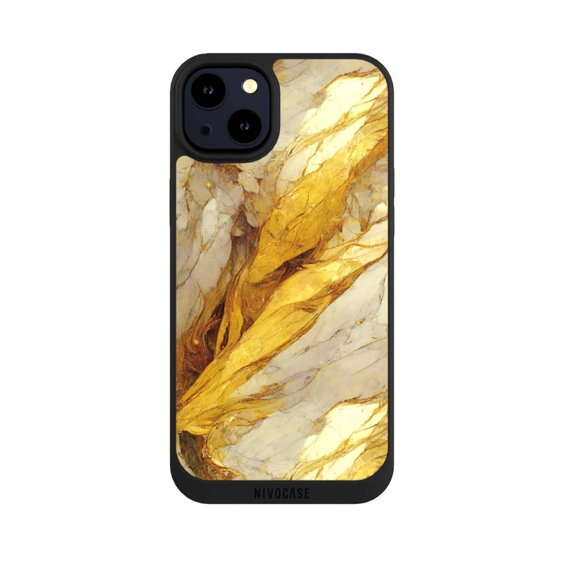 iPhone 14 Plus NIVOpure White Marble Gold Print Layers