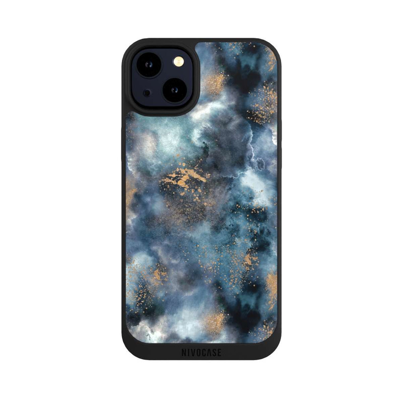 iPhone 14 Plus NIVOpure Smoky Marble Watercolor Navy